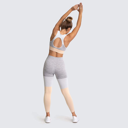 the keeper SET full length legging & crop colour block pale blush